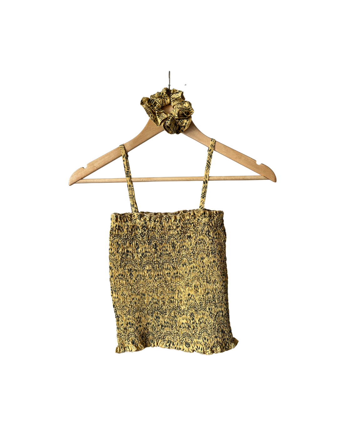 Mustard Wave Tube Top + Scrunchie